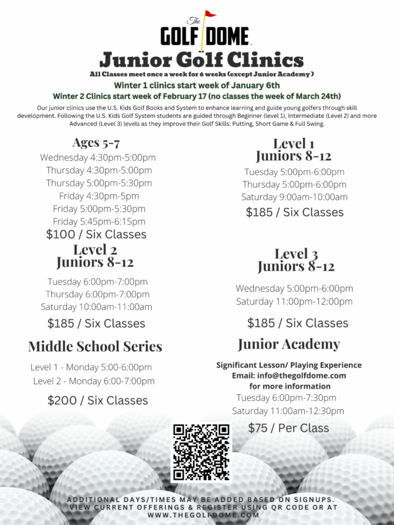 2025 Winter Junior Clinics - The Golf Dome